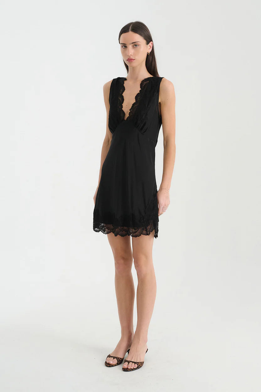 Annie Silk Mini Dress - Noir Rowie