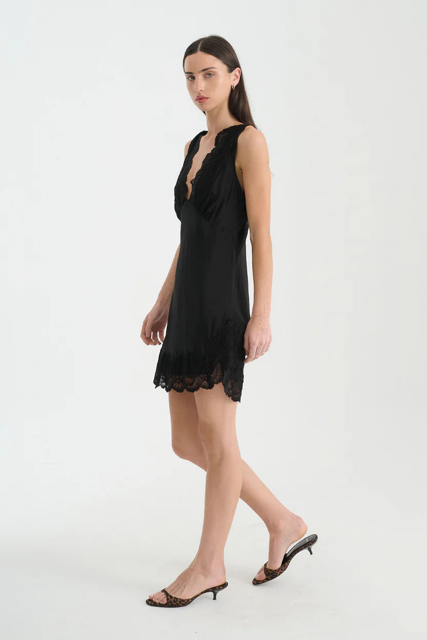Annie Silk Mini Dress - Noir Rowie