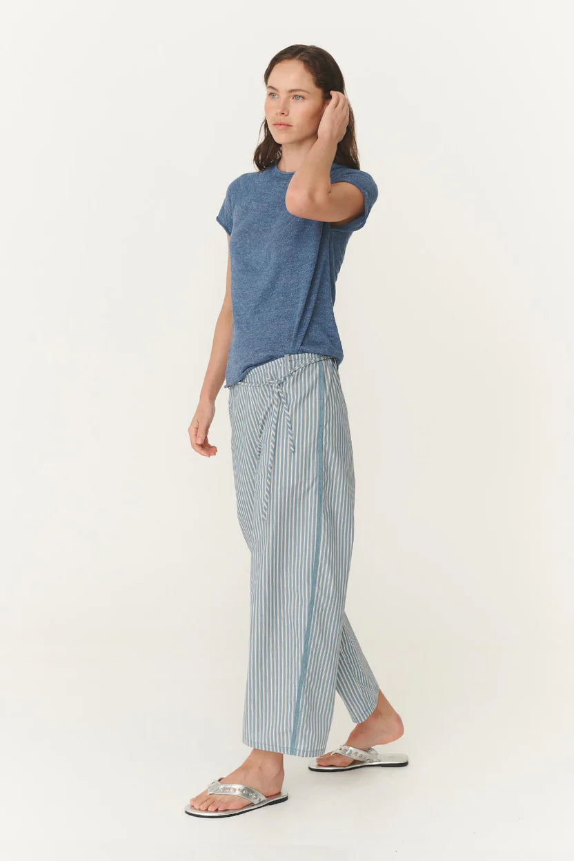 Gabe Lounge Pants - Dusty Blue Stripe Rowie