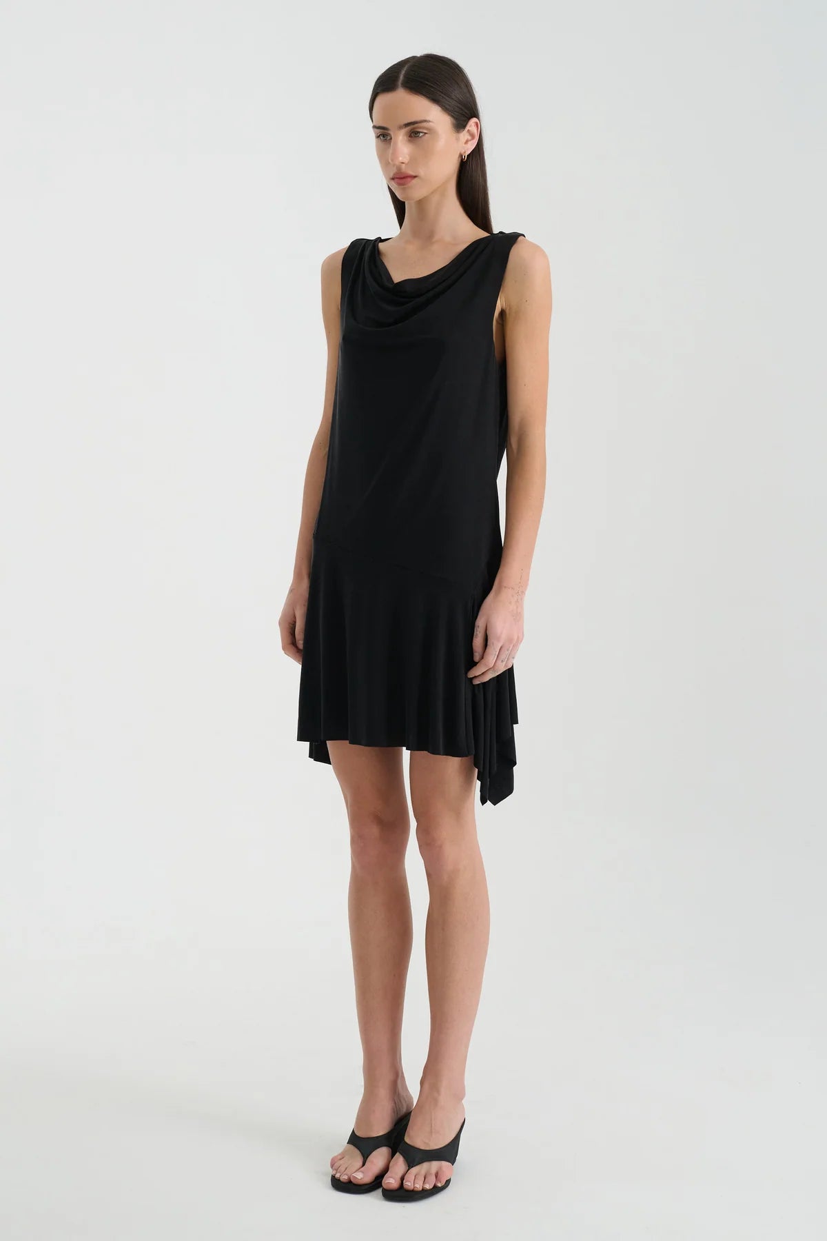Juliette Cowl Back Mini Dress - Noir Rowie