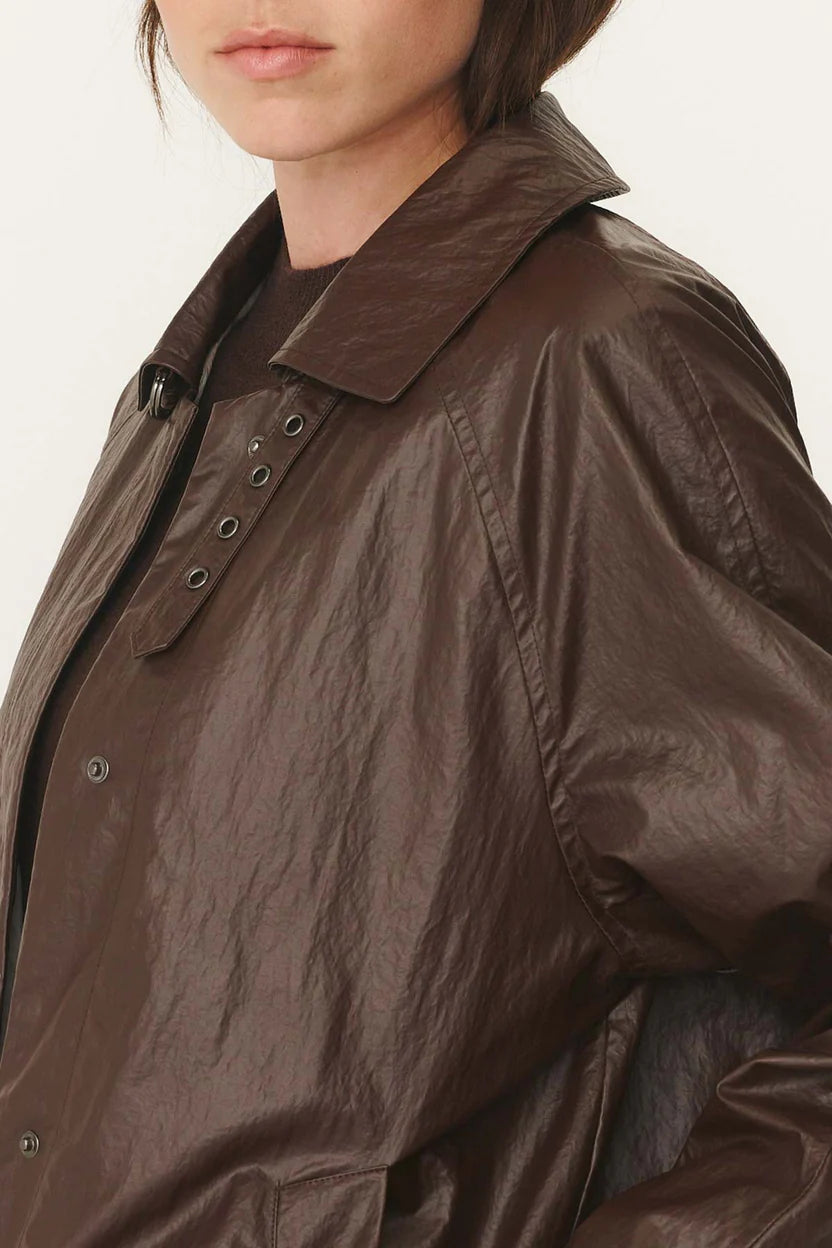 Marlow Coated Trench Coat - Umber Rowie