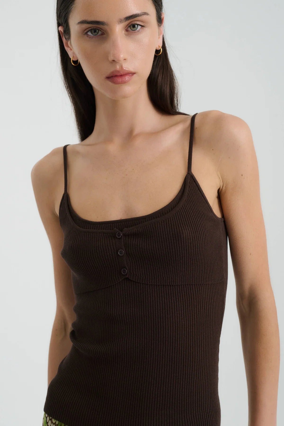 Mary Layered Knit Singlet - Espresso Rowie