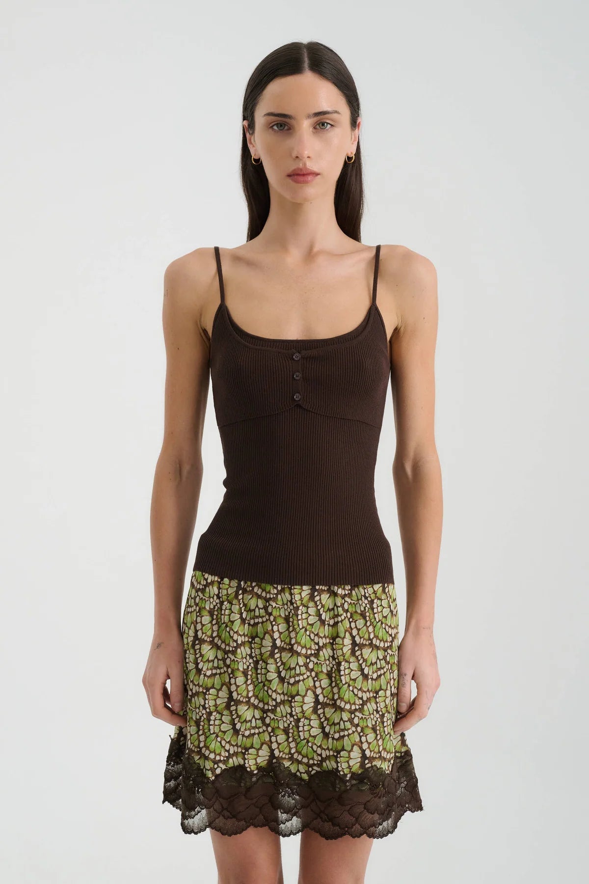Mary Layered Knit Singlet - Espresso Rowie