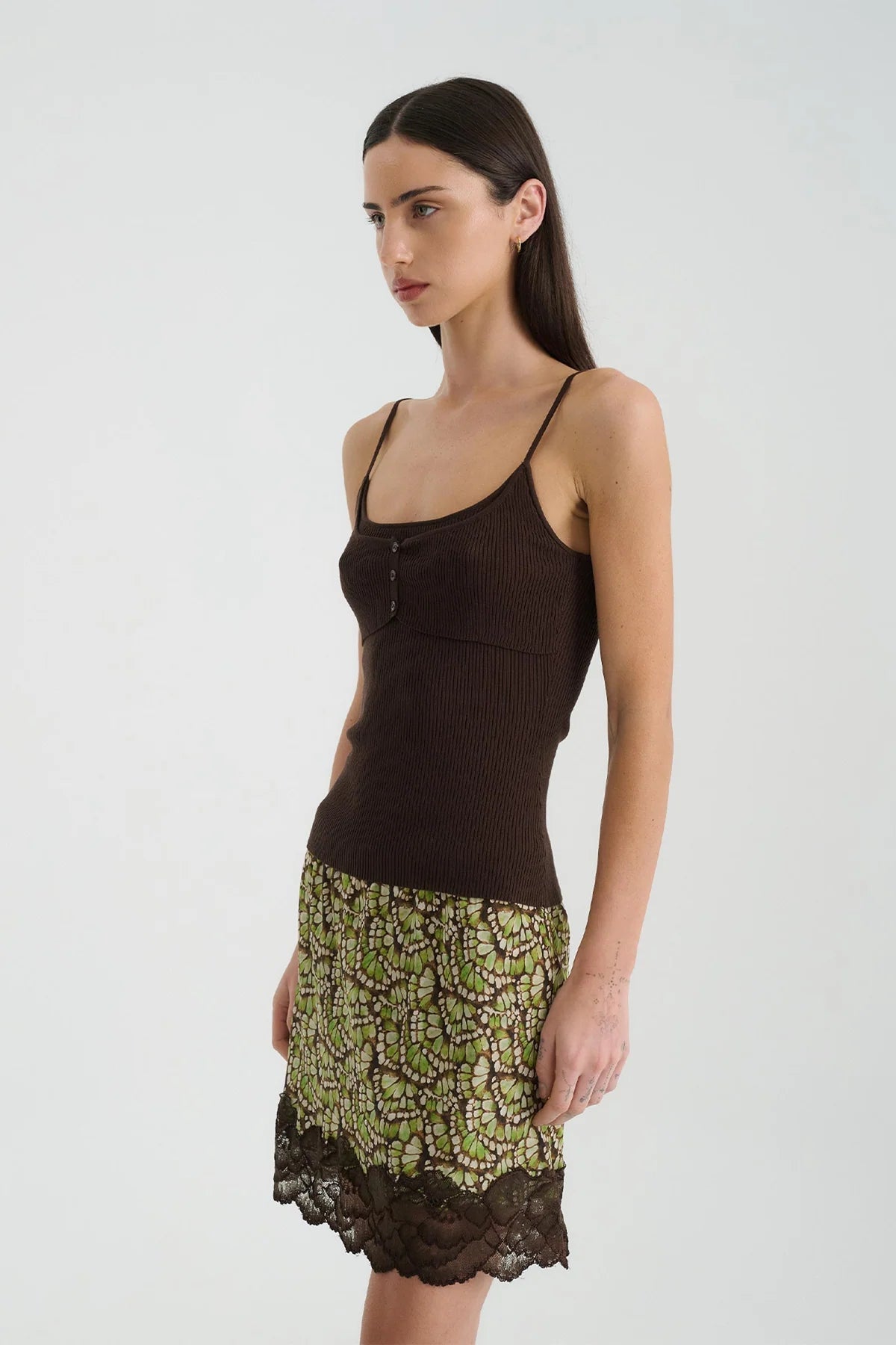 Mary Layered Knit Singlet - Espresso Rowie