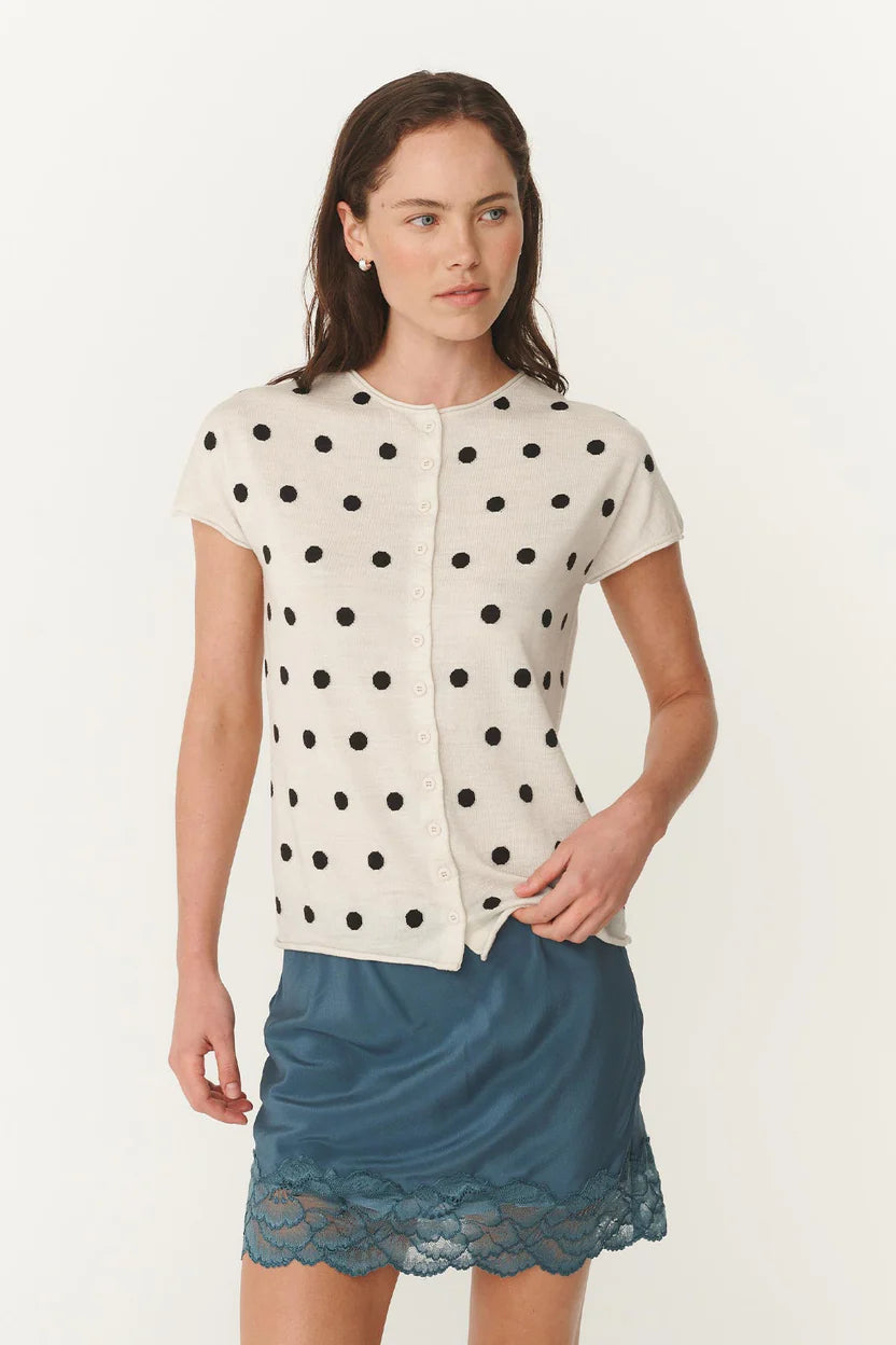 Sandro Marino Knit Top - Bone / Espresso Spot Rowie