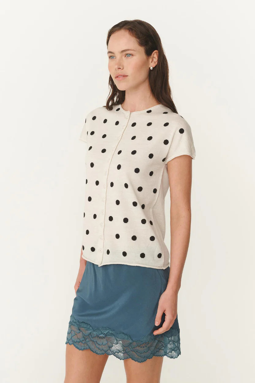 Sandro Marino Knit Top - Bone / Espresso Spot Rowie