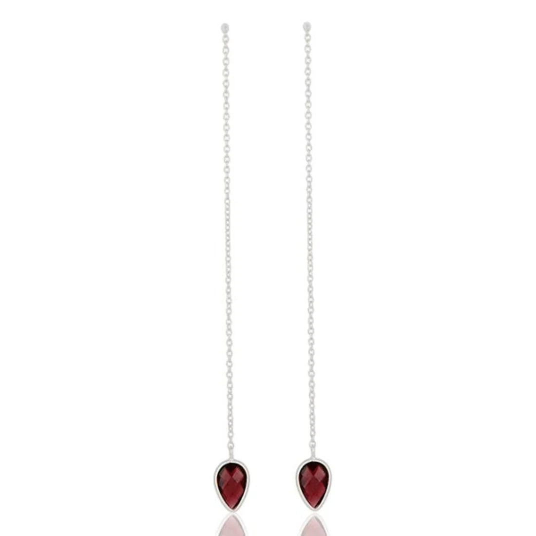 Bloodstone Thread Earrings - Silver Tania Claire