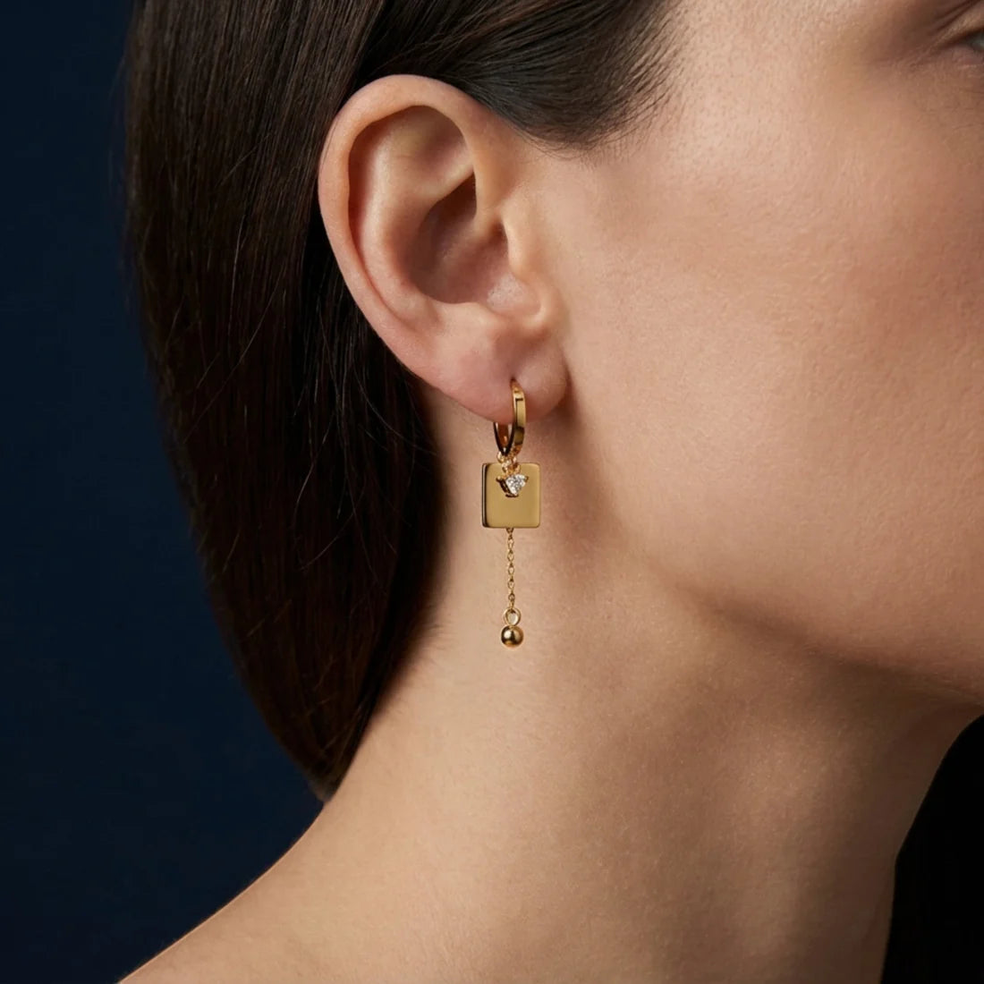 Geometric Drop Earrings With Charm Tania Claire