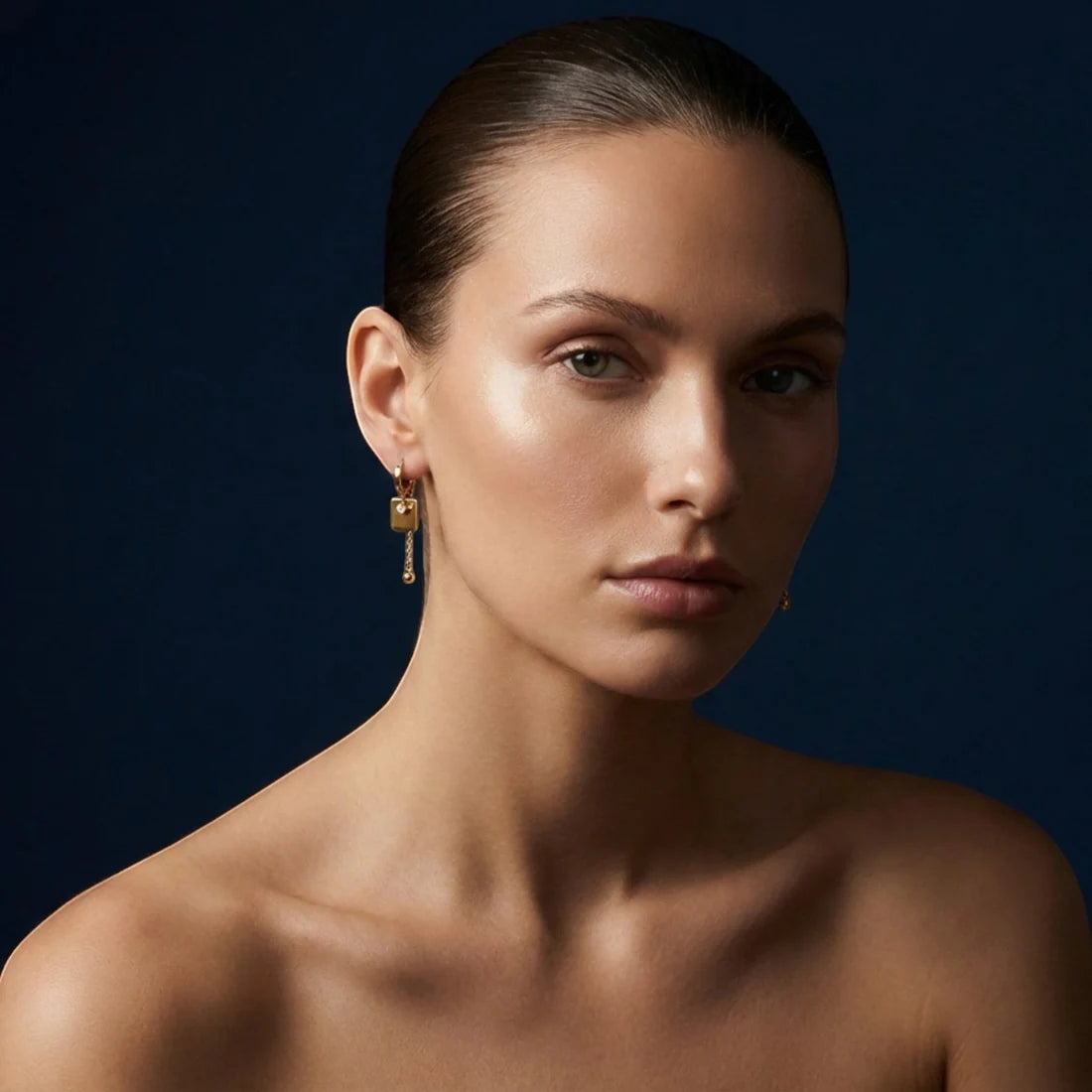 Geometric Drop Earrings With Charm Tania Claire