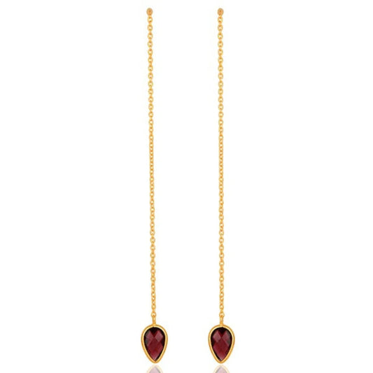 Bloodstone Thread Earrings - Gold Tania Claire