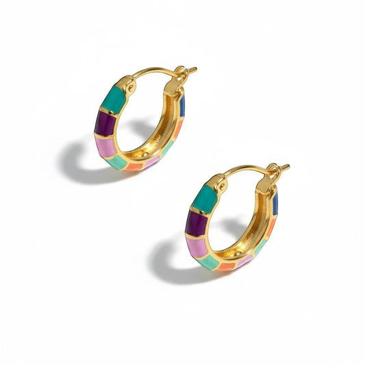 Mosaic Enamel Hoop Earrings Tania Claire