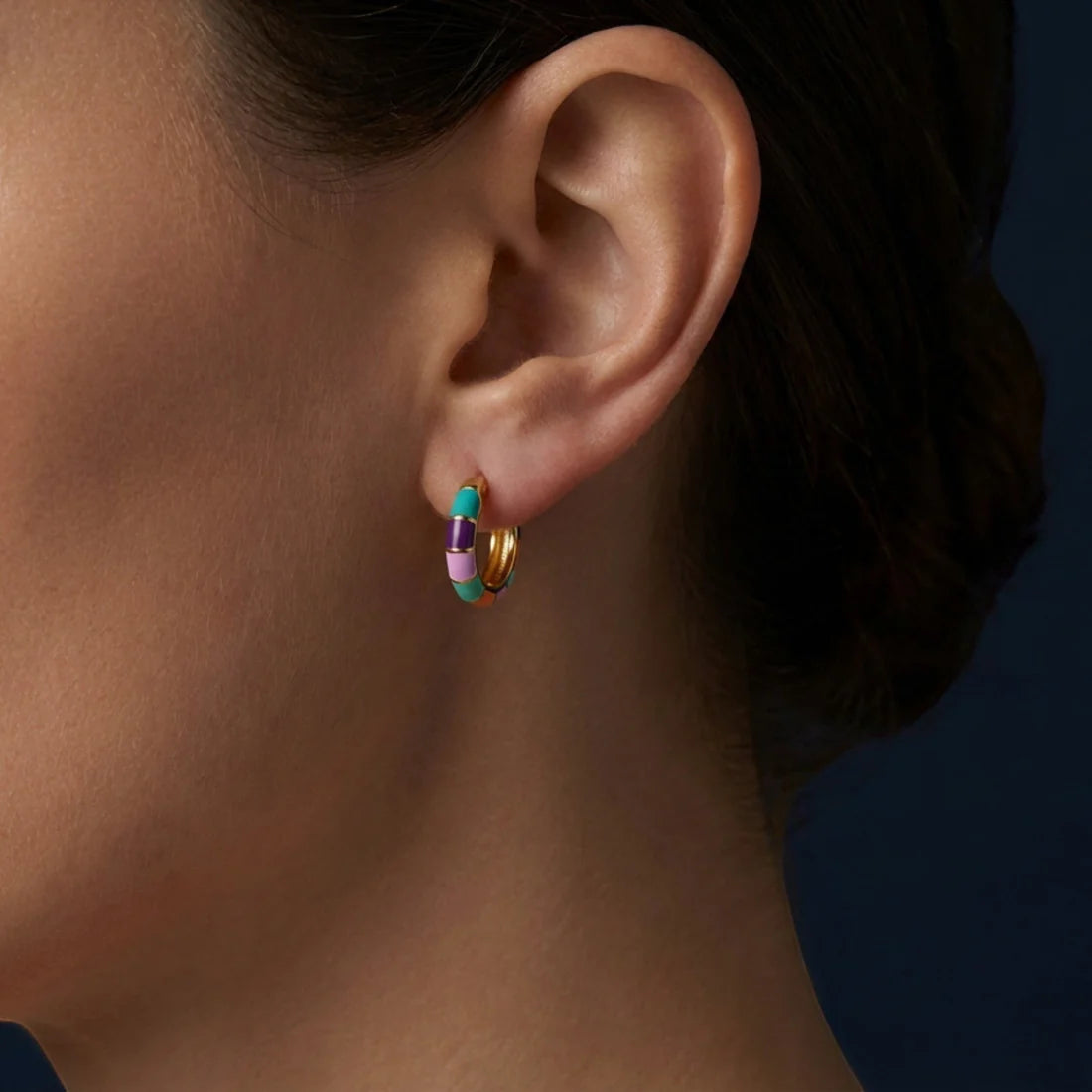 Mosaic Enamel Hoop Earrings Tania Claire