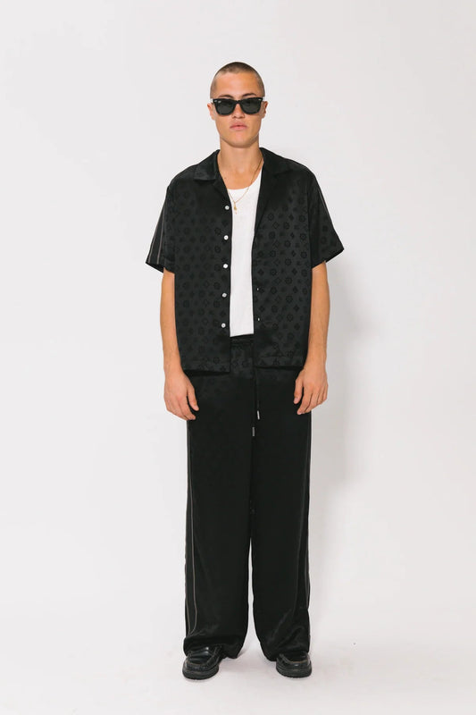 Satin Jacquard Vacay Pants - Black Something Very Special
