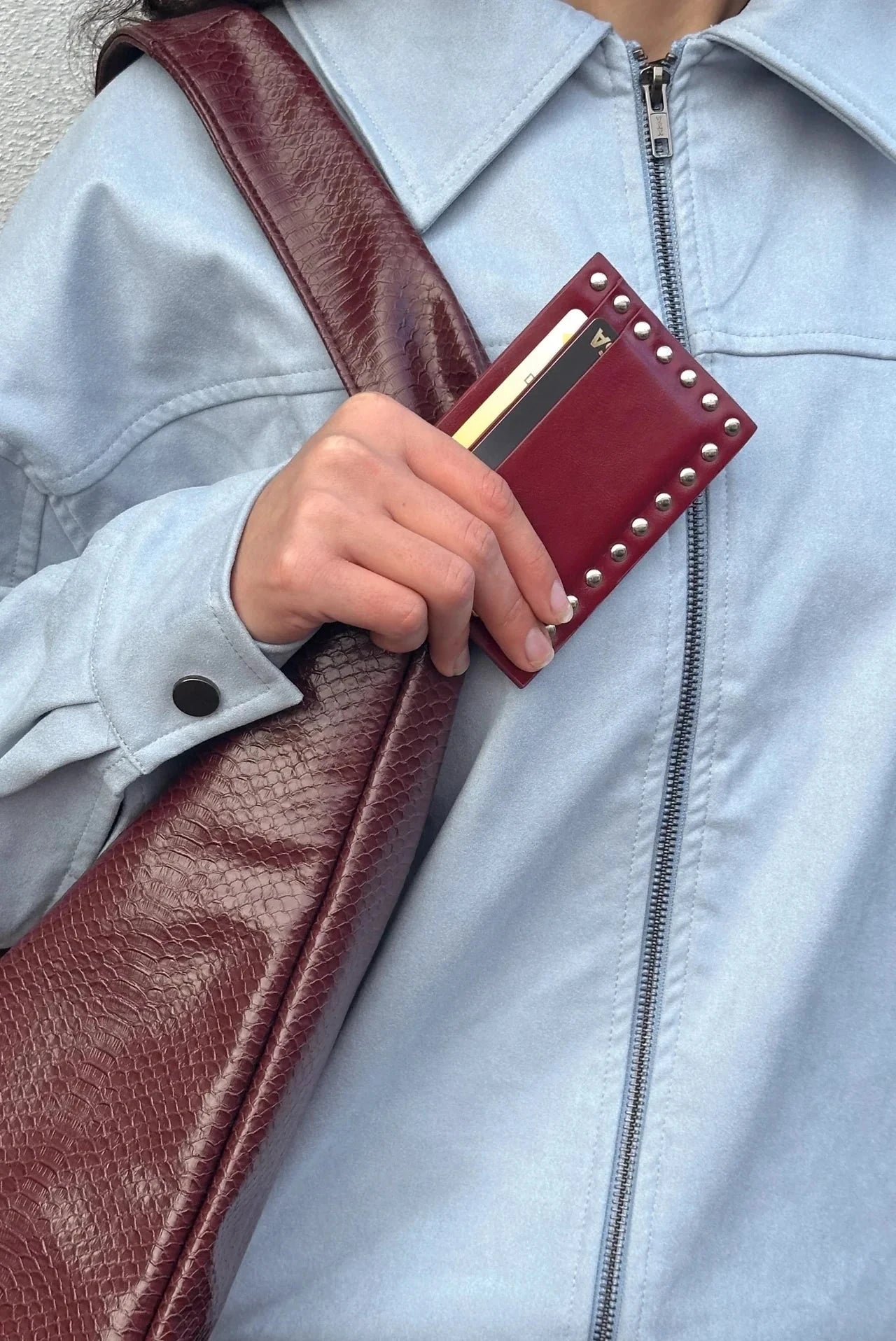 Rae Stud Card Wallet - Burgundy (Copy) Georgia Mae
