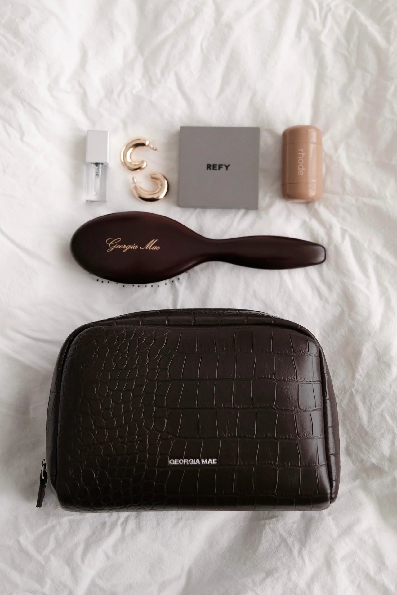 Gia Make Up Bag - Chocolate Croc Georgia Mae